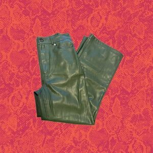 Green Pleather Wide Leg Pangs - Urban Outfitters
